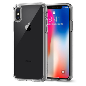 Pouzdro SPIGEN Ultra Hybrid Apple iPhone X průhledné + skleněné pouzdro