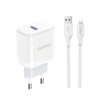 Dudao A20EU USB-A 18W nástěnná nabíječka - bílá + USB-A - Lightning kabel