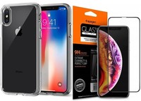 Pouzdro SPIGEN Ultra Hybrid Apple iPhone X Xs Clear + Glass SPIGEN Full Cover Case