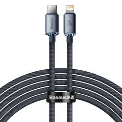 Baseus Crystal Shine Series USB kabel pro rychlé nabíjení a přenos dat USB typu C - Lightning 20W 2m černý (CAJY000301)