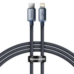 Baseus Crystal Shine Series kabel USB kabel pro rychlé nabíjení a přenos dat USB typu C - Lightning 20W 1,2m černý (CAJY000201)