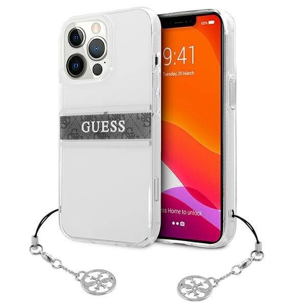 GUESS Apple iPhone 13 Pro Max 4G Gray Strap Charm Pouzdro Clear Hardcase