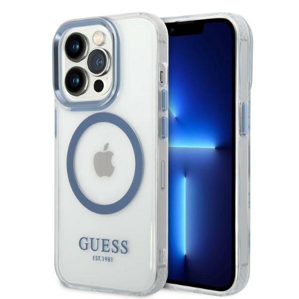 Guess GUHMP14XHTRMB iPhone 14 Pro Max 6,7" modrá/modrá hard case Metal Outline MagSafe