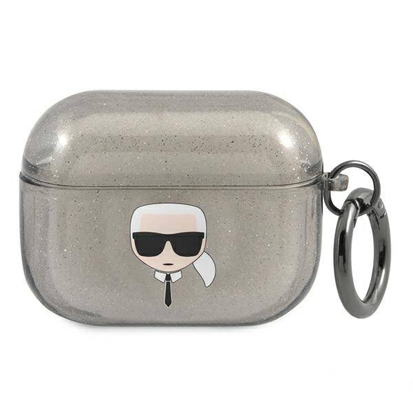 KARL Pouzdro Apple AirPods Pro Cover Glitter Karl`s Head Black Case