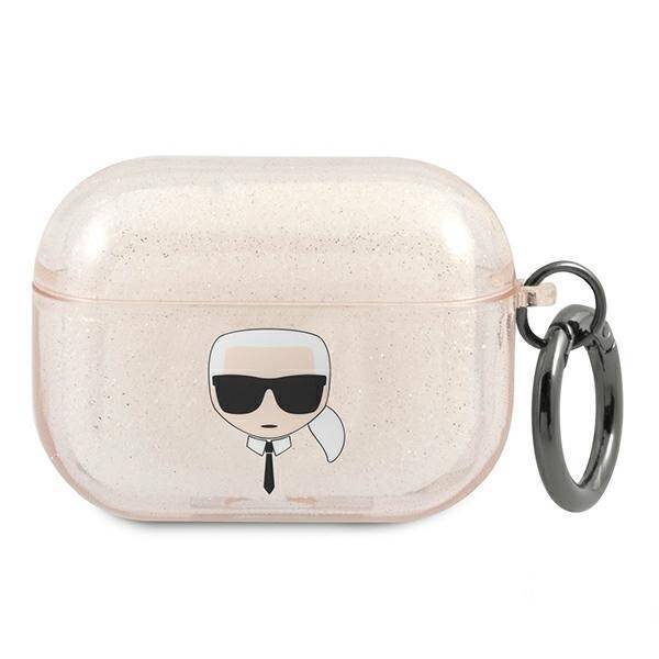 KARL Pouzdro Apple AirPods Pro Cover Glitter Karl`s Head Golden Case