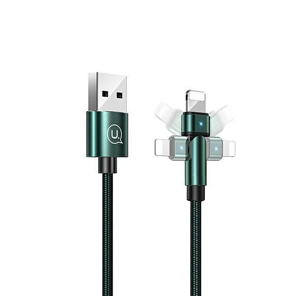 Kabel Opletený USAMS USB Apple Lightning U60 Rotary 2A 1m Zelený