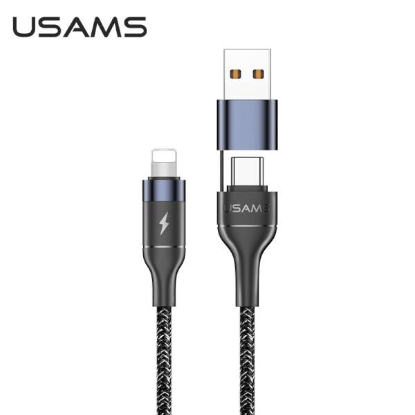 Kabel Opletený USAMS USB-C USB to Lightning 30W PD Fast Charge Black