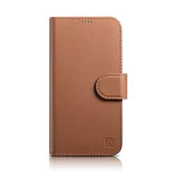 Kožený flipový kryt iCarer Wallet Case 2v1 iPhone 14 Pro Max Anti-RFID Hnědý (WMI14220728-BN)