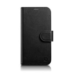 Kožený flipový kryt iCarer Wallet Case 2v1 iPhone 14 Pro Max Anti-RFID černý (WMI14220728-BK)