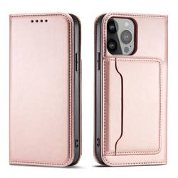 Magnet Card Case pro iPhone 13 obal na karty peněženka stojánek na karty růžové