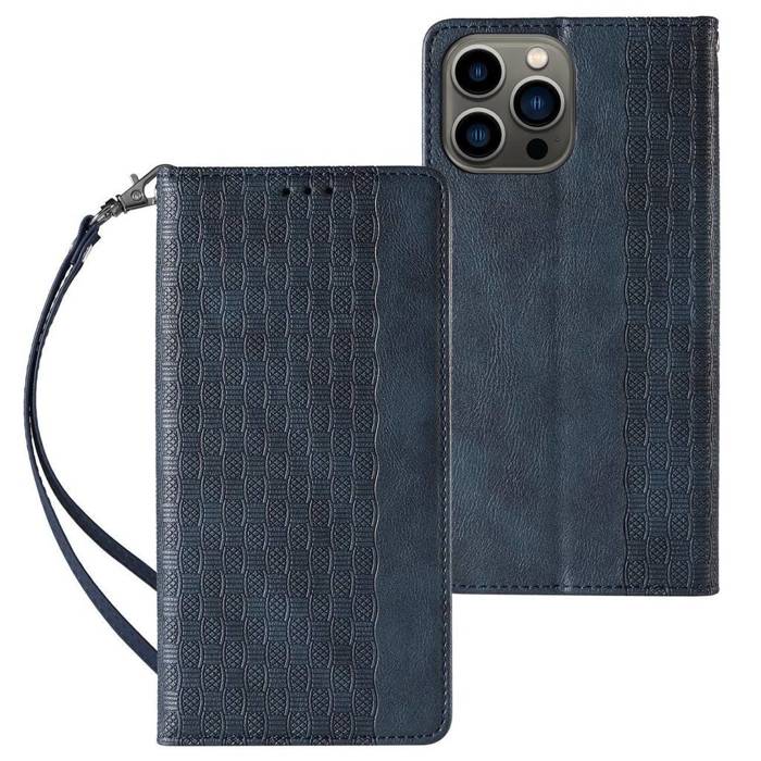 Magnet Strap Case Case pro Samsung Galaxy S23 Ultra Flip Wallet Mini Lanyard Stand Blue