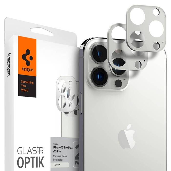 OCHRANA FOTOAPARÁTU SPIGEN OPTIK.TR 2 BALENÍ iPhone 13 PRO / 13 PRO MAX STŘÍBRNÝ KRYT