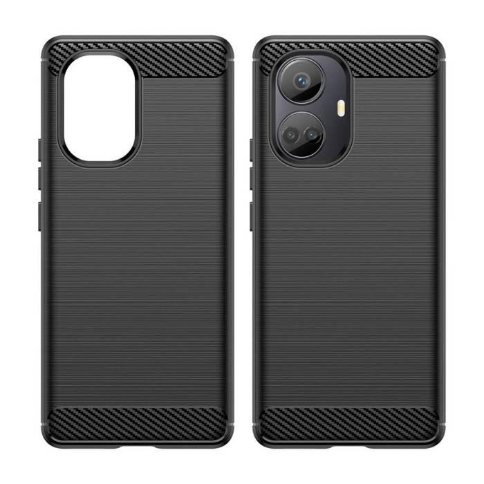 Obal Carbon Case obal pro Realme 10 Pro+ flexibilní silikonový carbonový kryt černý Case