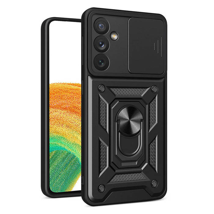 Obal Hybrid Armor Camshield obal pro Samsung Galaxy A34 5G pancéřové pouzdro s krytem fotoaparátu černé Case