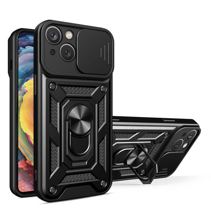 Obal Hybridní Armor Camshield obal Vivo Y16 / Vivo Y02s pancéřové pouzdro s krytem fotoaparátu černé Case