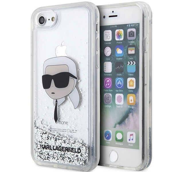 Obal Karl Lagerfeld KLHCI8LNKHCH iPhone 7/8/ SE 2020/2022 stříbrná/stříbrná tvrdácase Glitter Karl Head Case