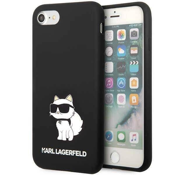 Obal Karl Lagerfeld KLHCI8SNCHBCK iPhone 7/8/ SE 2020/2022 hardcase black/black Silicone Choupette Case