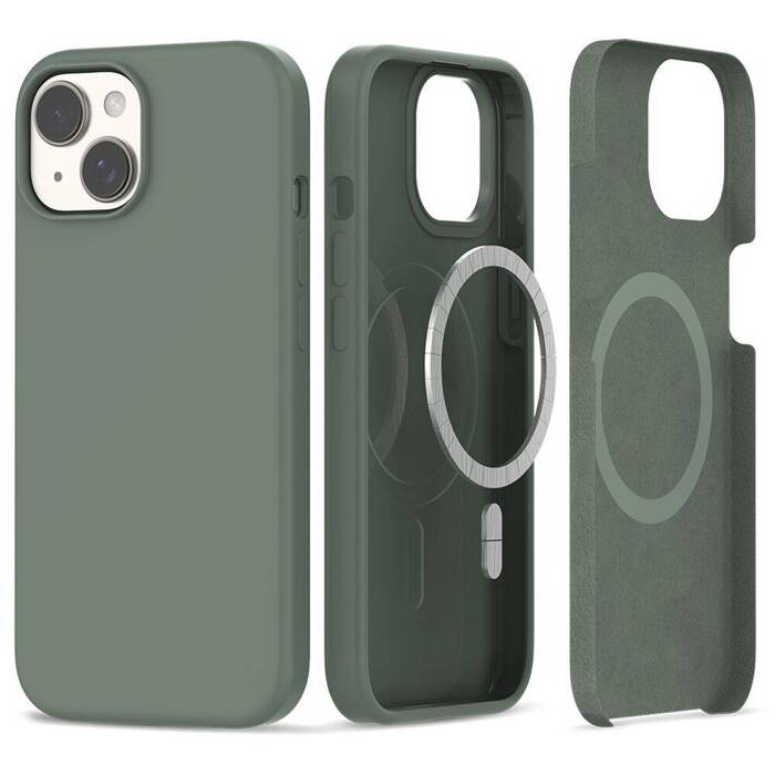 Obal Tech-protect Silicone MagSafe IPhone 15 Olive Case