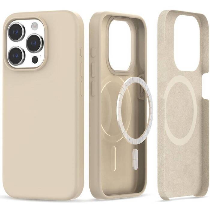 Obal Tech-protect Silicone MagSafe iPhone 15 Pro Sand Beige Case