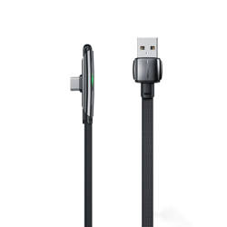 Plochý úhlový kabel WK Design Gaming Series s bočním USB konektorem - USB Type C rychlé nabíjení / přenos dat 6A 1m černý (WDC-151-USB-C)