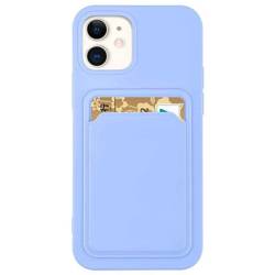 Pouzdro Card Case silikonový pouzdro peněženka s kapsou na karty a doklady pro Samsung Galaxy A12 fialová Case