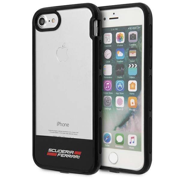 Pouzdro FERRARI Apple iPhone 7 8 Průhledné černé pouzdro