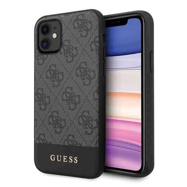 Pouzdro GUESS Apple iPhone 11 4G Stripe Collection Grey Case