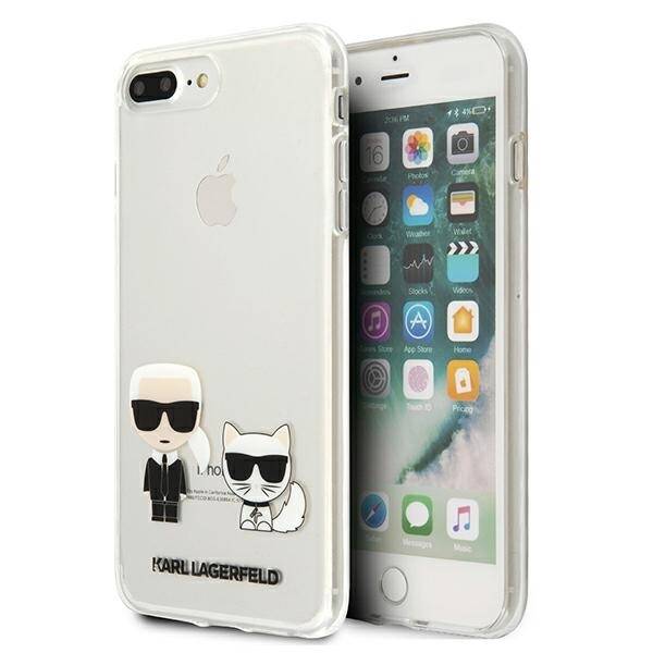 Pouzdro KARL LAGERFELD Apple iPhone 7 Plus 8 Plus Karl &amp; Choupette KLHCI8LCKTR Čiré pevné pouzdro