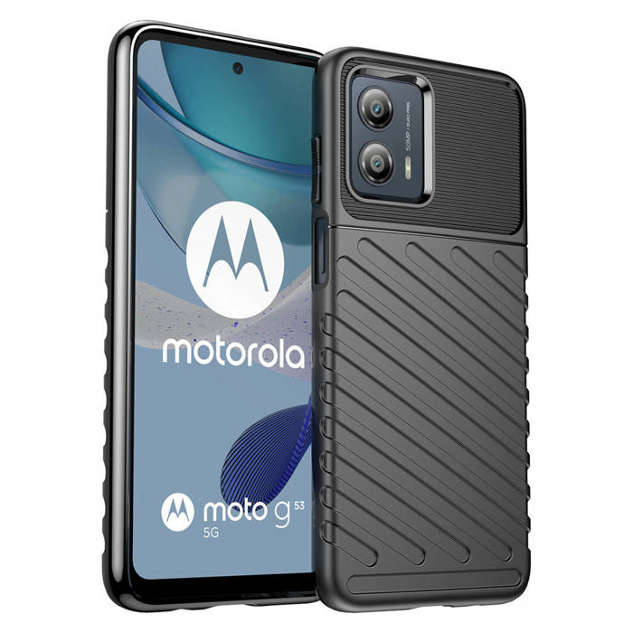 Pouzdro Thunder Case pro Motorola Moto G53 silikonové pancéřové pouzdro černé