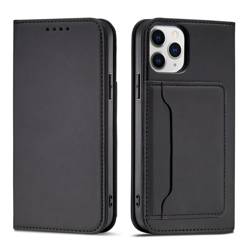 Pouzdro na magnetické karty pro iPhone 12 Pro Pouch Card Wallet Card Holder Card Holder Black