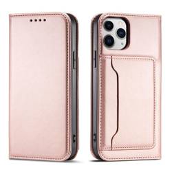 Pouzdro na magnetické karty pro iPhone 12 Pro Pouch Card Wallet Card Stand Pink