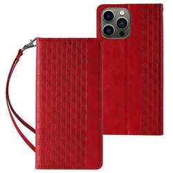 Pouzdro s magnetem pro iPhone 12 Pro Pouch Wallet + Mini Lanyard Pendant Red