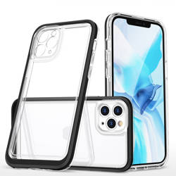 Průhledný gelový kryt 3v1 pouzdro pro iPhone 11 Pro Max s rámečkem černý