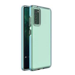 Pružinový Case gelový kryt pouzdro s barevným rámečkem pro Samsung Galaxy A72 4G světle modrý