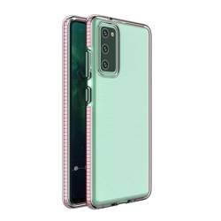 Pružinový Case gelový kryt pouzdro s barevným rámečkem pro Samsung Galaxy A72 4G světle růžový