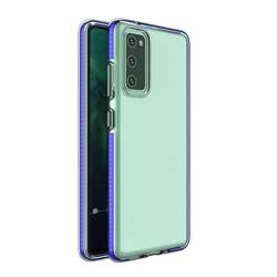 Pružinový Case gelový kryt pouzdro s barevným rámečkem pro Samsung Galaxy A72 4G tmavě modrý