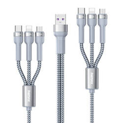 Remax Jany Series multi-functional 6in1 USB cable - micro USB + USB Type C + Lightning / micro USB + USB Type C + Lightning 2m silver (RC-124)