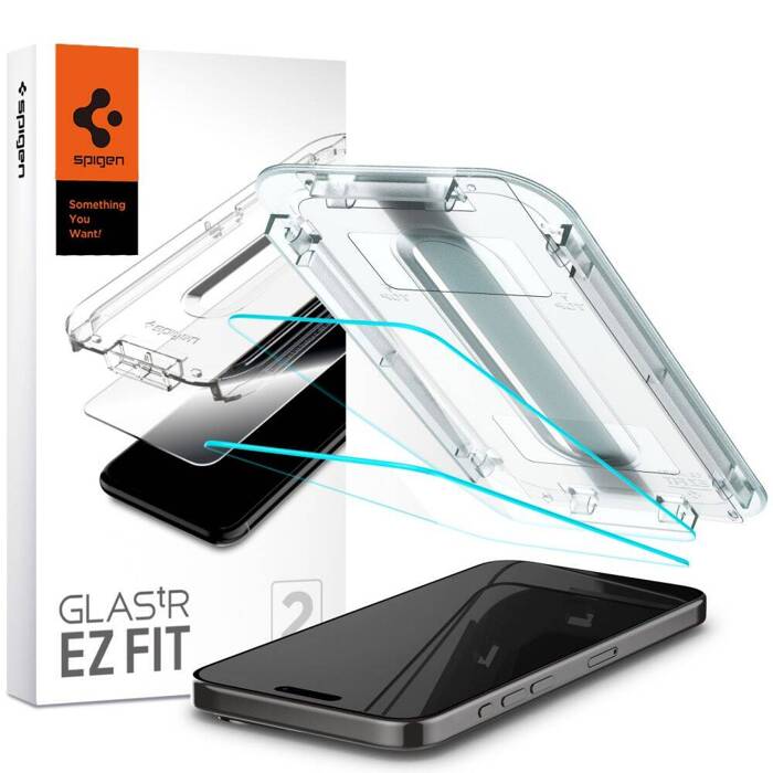 Tempered Glass Spigen Glas.tr "ez Fit" 2-pack iPhone 15 Pro Max Clear