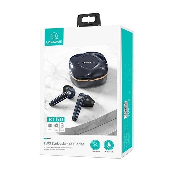 USAMS Bluetooth 5.0 TWS SD Series BH USD02 Wireless Earphones Blue