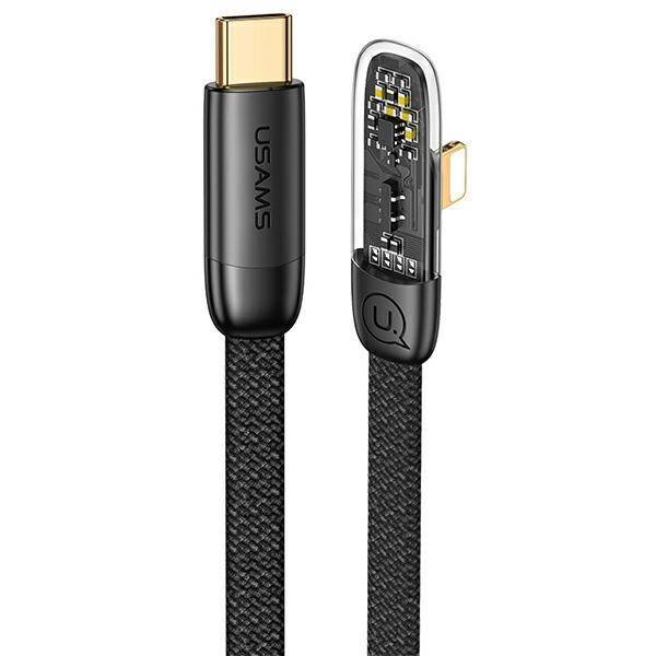 USAMS Kabel úhlový USB-C na Lightning PD 20W rychlonabíjení Iceflake Series 1,2 m černý/černý SJ583USB01 (US-SJ583)