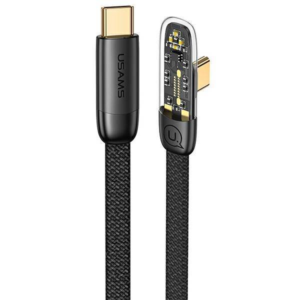 USAMS Kabel úhlový USB-C na USB-C PD 100W rychlonabíjení Iceflake Series 1,2 m černý/černý SJ584USB01 (US-SJ584)