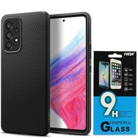 Hülle Spigen Liquid Air Samsung Galaxy A53 5G MATTE Schwarz + Glas