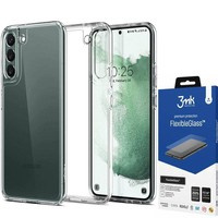 Hülle Spigen Ultra Hybrid Samsung Galaxy S22 Kristallklar + Glas 3mk Flexibles Glas