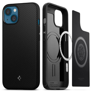 Case iPhone 13 Spigen Mag Armor MagSafe MATTE Black Case + Tempered Glass Spigen Glas.Tr Slim