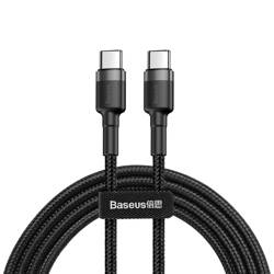 Baseus Cafule Cable Durable Nylon Cord USB-C PD / USB-C PD PD2.0 60W 20V 3A QC3.0 1M Black-Gray (CATKLF-GG1)