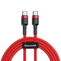 Baseus Cafule Cable Durable Nylon Cord USB-C PD / USB-C PD PD2.0 60W 20V 3A QC3.0 1M Red (CATKLF-G09)