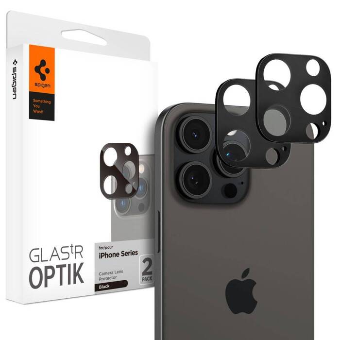 CAMERA PROTECTOR Spigen OPTIK.TR CAMERA PROTECTOR 2-PACK 14 Pro / 14 Pro Max  / 15 Pro / 15 Pro Max BLACK