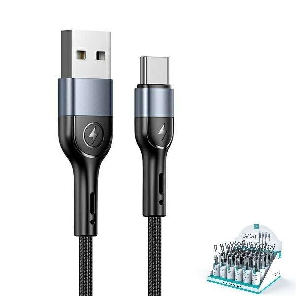 Cable Braided USAMS USB-C SJ449ZJ01 US-SJ449 U55 2A 1m Black