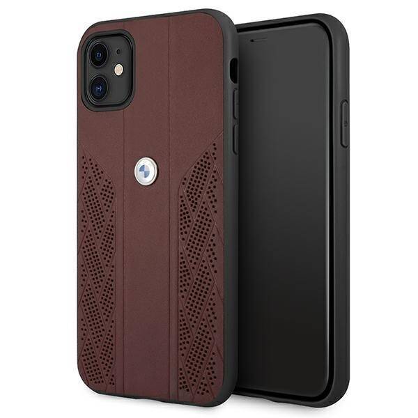 Case BMW Apple iPhone 11 Leather Curve Perforate Red Hardcase