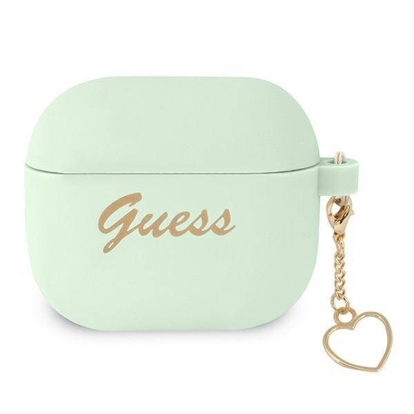 Case GUESS Apple AirPods 3 Cover Silicone Charm Heart Collection Green Case